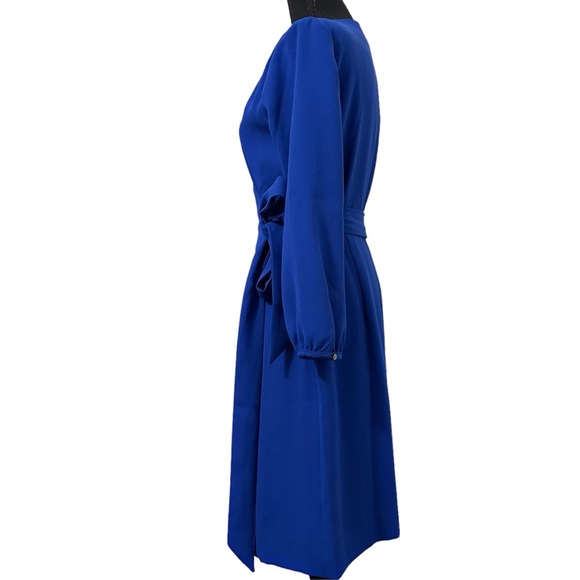 🆕JCrew Long Sleeve Wrap Dress in 365 Crepe Royal Blue Size 0 - Picture 4 of 16